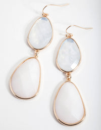 Neutral Irregular Double Stone Drop Earrings - link has visual effect only