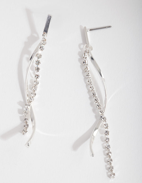 Silver Chain Twist Earrings