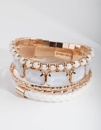 Pearl Stretch Mixed Bangle 5-Pack - link has visual effect only
