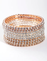 Mixed Metal Diamante Bracelet 8-Pack - link has visual effect only