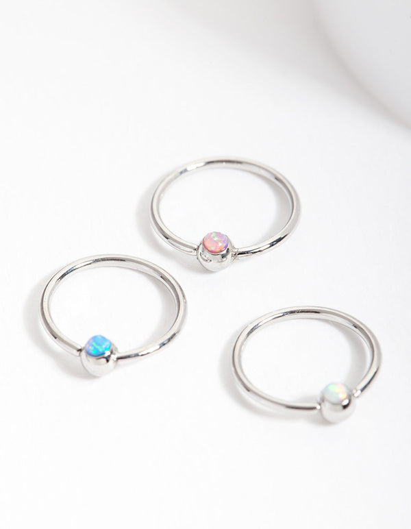 Surgical Steel Synthetic Opal Upper Hoop Pack