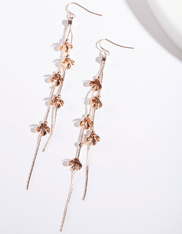 Rose Gold Mini Petal Drop Earrings