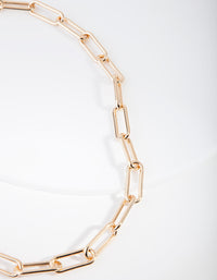 Gold Rectangle Chain Link Necklace - link has visual effect only
