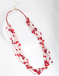 Red Multi-Row Bead Necklace - link has visual effect only