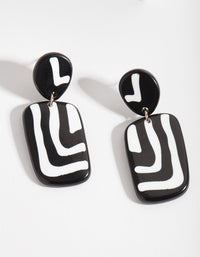 Black & White Square Zebra Print Drop Earrings - link has visual effect only