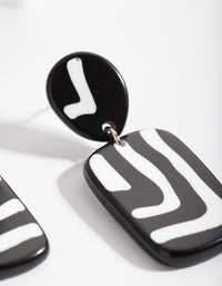Black & White Square Zebra Print Drop Earrings - link has visual effect only