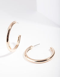 Gold Rounded C Hoop Earrings - link has visual effect only