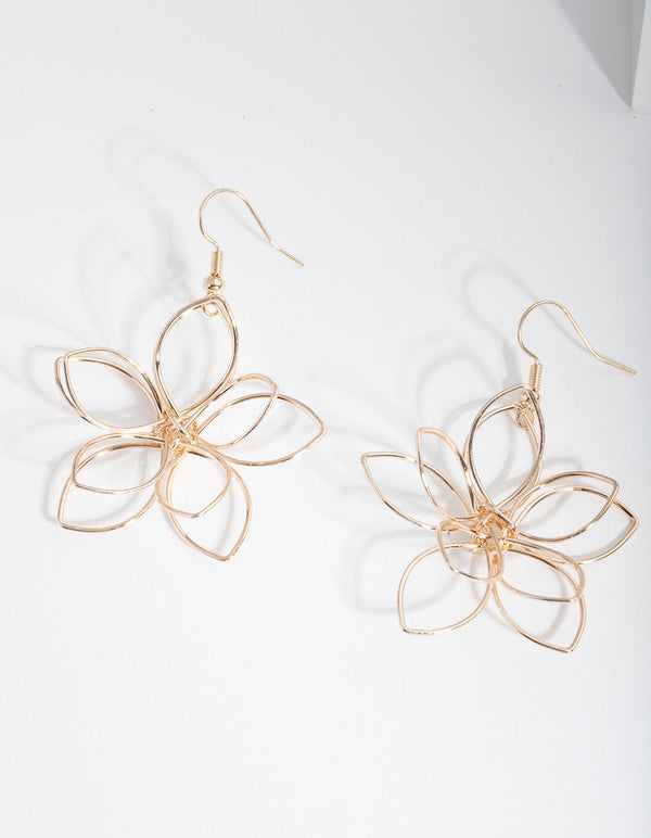 Gold Cutout Flower Drop Earrings