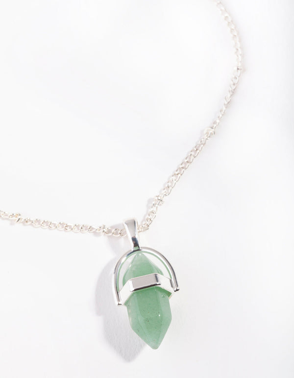 Silver Small Shard Jade Stone Necklace