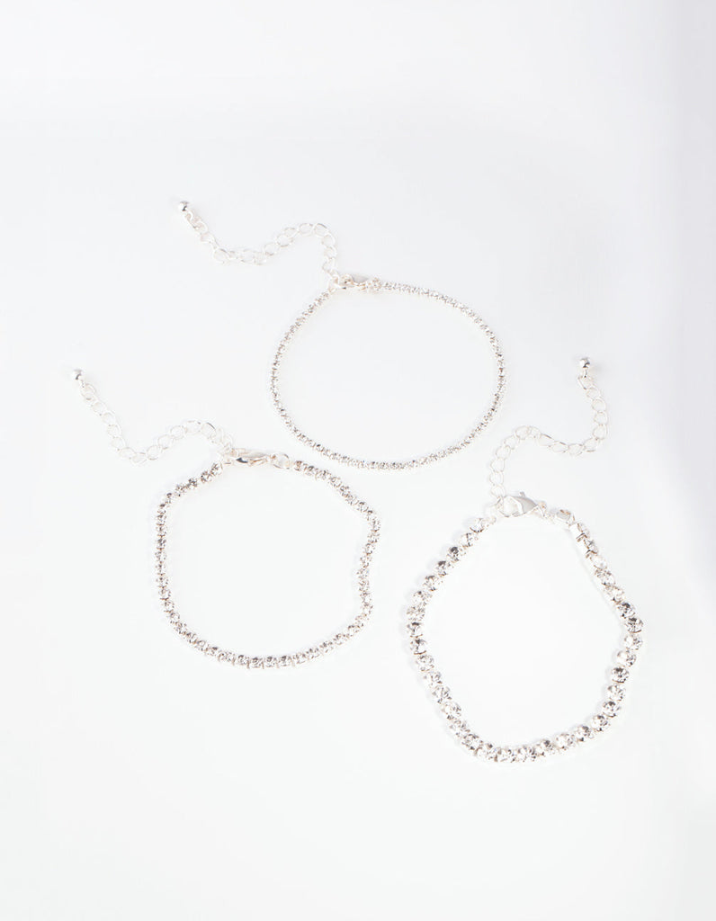 Silver Multi Size Diamante Bracelet Pack - Lovisa