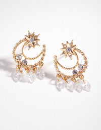 Gold Cubic Zirconia Celestial Star Earrings - link has visual effect only