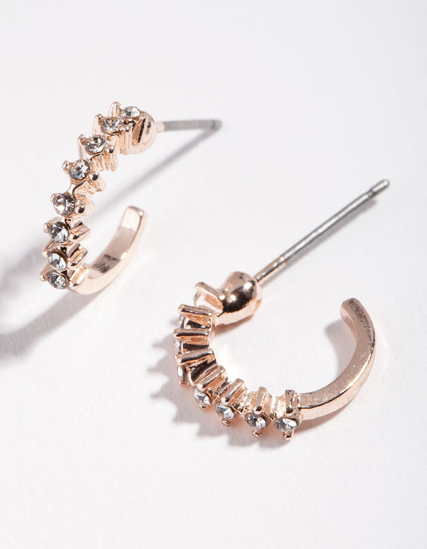 Rose Gold Micro Diamante Hoop Earrings