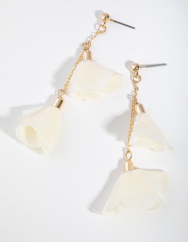 Gold Double Drop Flower Earrings