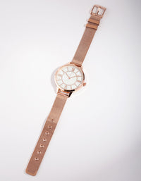 Rose Gold Roman Numeral Mesh Watch - link has visual effect only