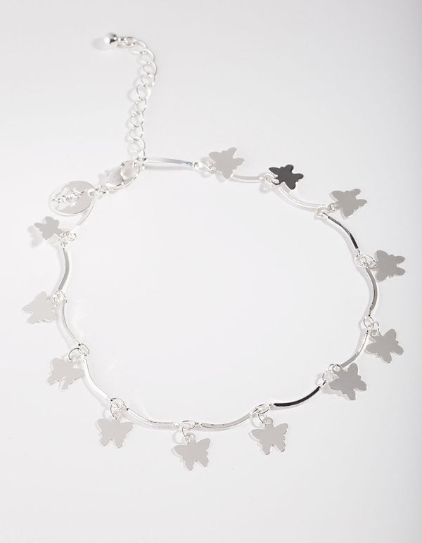 Silver Butterfly Charm Anklet