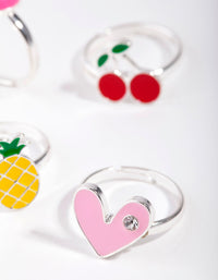 Kids Silver Fruity Rainbow Ring 6-Pack - link has visual effect only