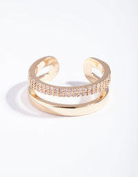 Gold Cubic Zirconia Parallel Bands Ring - link has visual effect only