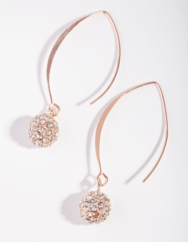 Rose Gold Diamante Ball Thread Through Earrings