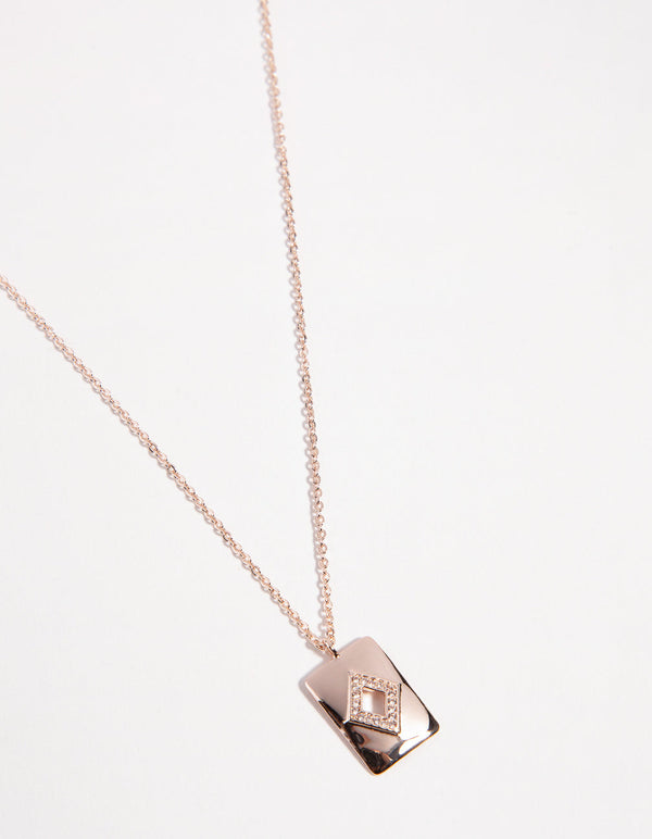 Rose Gold Plated Diamond Cutout Necklace