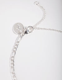 Silver Plated Thin Figaro Chain Bracelet - link has visual effect only