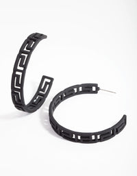 Matte Black Greek Key Hoop Earrings - link has visual effect only