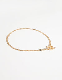 Gold Tab Chain T&O Anklet - link has visual effect only