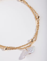 Gold Plated Ball & Pearl Drop Bracelet - link has visual effect only