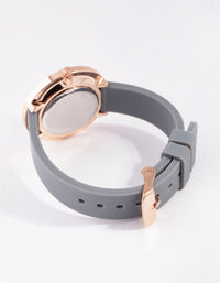 Rose Gold Diamante Sunray Silicon Buckle Watch - link has visual effect only