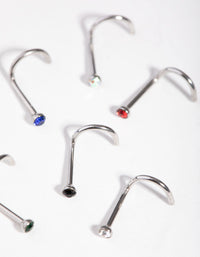 Rhodium Classic Gem Nose Stud 6-Pack - link has visual effect only