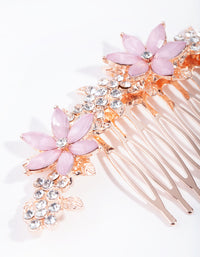 Rose Gold Simple Diamante Flower Comb - link has visual effect only