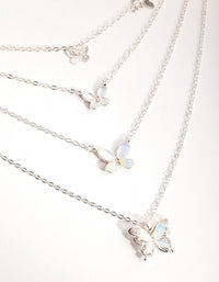 Silver Catseye Butterfly 4-Row Necklace - link has visual effect only