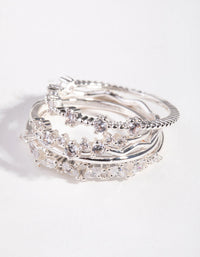 Silver Delicate Bands Rings 5-Pack - link has visual effect only