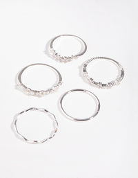 Silver Delicate Bands Rings 5-Pack - link has visual effect only