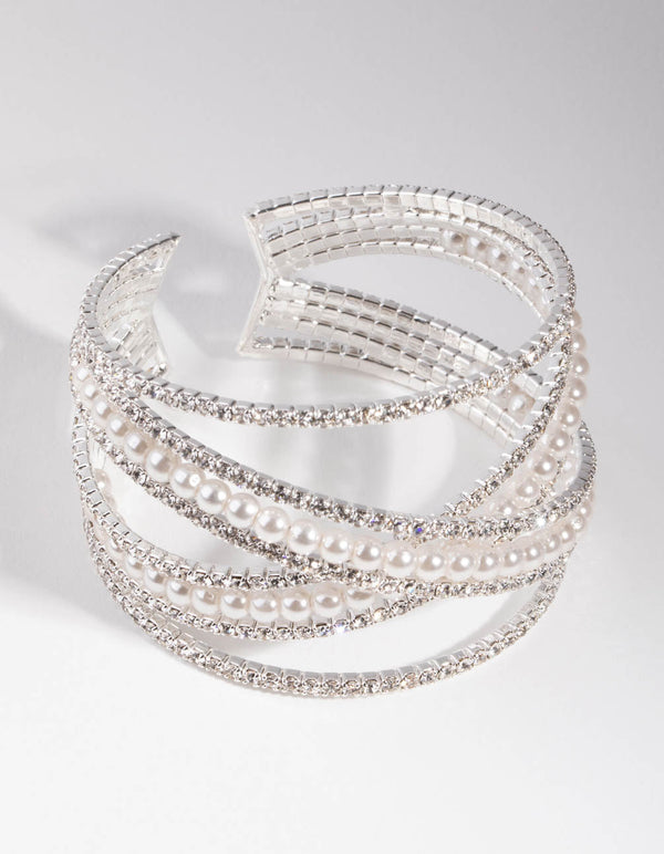 Silver Zigzag Pearl Bracelet