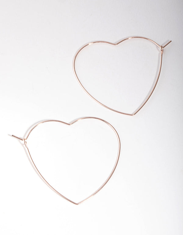 Rose Gold Heart Outline Hoop Earrings