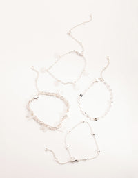 Silver Flower & Butterfly Bracelet & Anklet 4-Pack - link has visual effect only