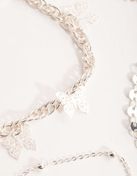 Silver Flower & Butterfly Bracelet & Anklet 4-Pack - link has visual effect only
