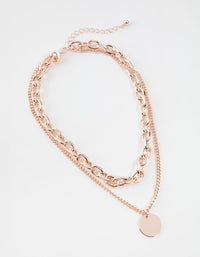 Rose Gold Mid Chain & Pendant Necklace - link has visual effect only