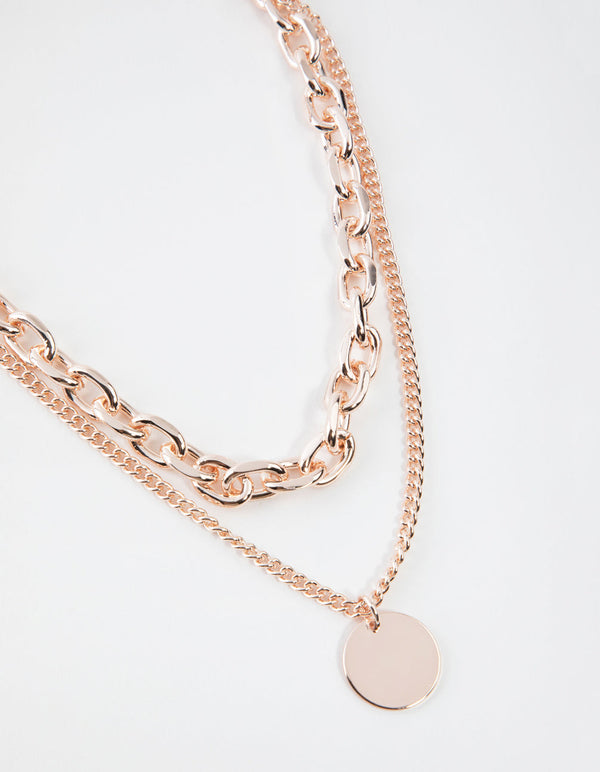 Rose Gold Mid Chain & Pendant Necklace