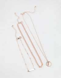 Rose Gold Short Fine Layered Chain Necklace - link has visual effect only