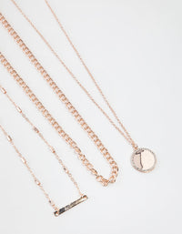 Rose Gold Short Fine Layered Chain Necklace - link has visual effect only