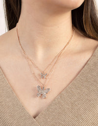 Rose Gold Pave Butterfly 2-Row Necklace - link has visual effect only