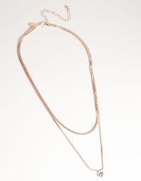 Rose Gold Short 2-Row Cupchain Diamante Necklace - link has visual effect only