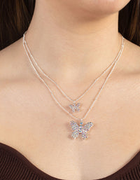 Silver Pave Butterfly 2-Row Necklace - link has visual effect only