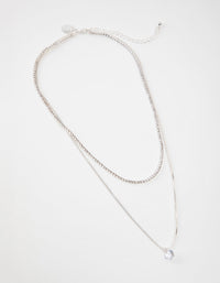Silver Short 2-Row Cupchain Diamante Necklace - link has visual effect only