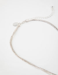 Silver Short 2-Row Cupchain Diamante Necklace - link has visual effect only