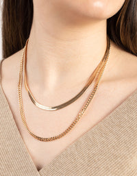 Gold Short Chain 2-Row Necklace - link has visual effect only