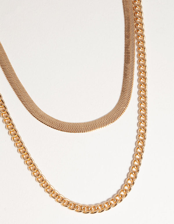 Gold Short Chain 2-Row Necklace