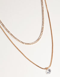 Gold Short 2-Row Cupchain Diamante Necklace - link has visual effect only