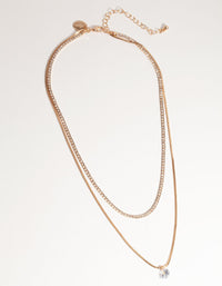 Gold Short 2-Row Cupchain Diamante Necklace - link has visual effect only